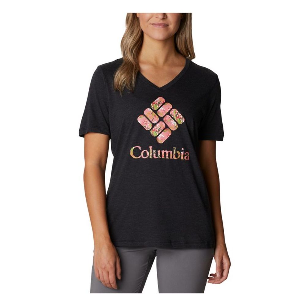 COLUMBIA SPORTSWEAR CO. Womens Gray Cotton Blend Logo Short Sleeve T-Shirt L